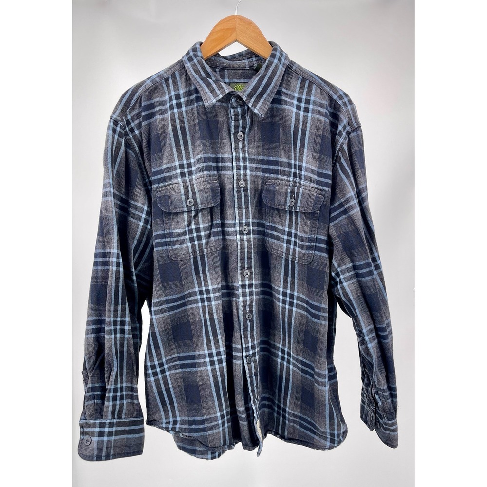 Timberland Flannel Shirt Mens XL Blue Gray Plaid Long Sleeve Button Down